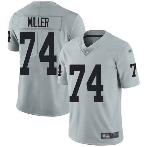 Men Oakland Raiders Limited Silver Kolton Miller Jersey NFL Football #74 Inverted Legend Jersey